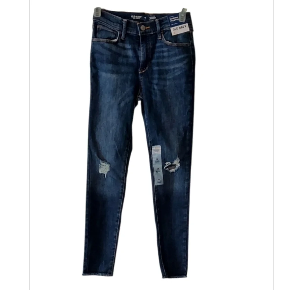 NWT Old Navy Girl's Distressed Raw Hem  Rockstar Jeggings ~360° Stretch ~12